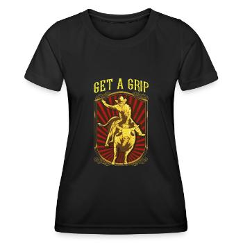 Obtenez un Grip Bullrider Drôle Bullriding Compétitif - T-shirt sport Femme - noir - Devant - AI Model Female 172 light (172cm)
