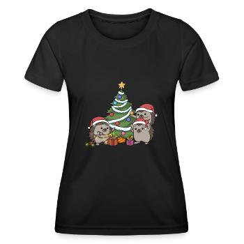 Hérisson de Noël Arbre de Noël Décorer l'Avent - T-shirt sport Femme - noir - Devant - AI Model Female 172 light (172cm)