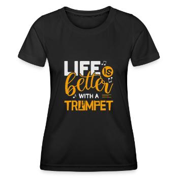 trompette - T-shirt sport Femme - noir - Devant - AI Model Female 172 light (172cm)