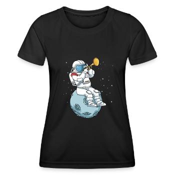 Trompete Shirt Kinder Astronaut Band Jazz Musik - Frauen Funktions-T-Shirt - Schwarz - Vorne - AI Model Female 172 light (172cm)