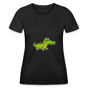 Süßer Aligator Krokodil Reptil - Frauen Funktions-T-Shirt - Schwarz - Vorne - AI Model Female 172 light (172cm)