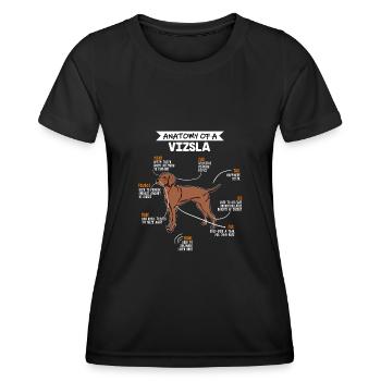 Vizsla Anatomie Hunde Geschenk - Frauen Funktions-T-Shirt - Schwarz - Vorne - AI Model Female 172 light (172cm)