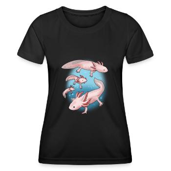 Axolotl Geschenk Unterwasser Lebewesen Axolotl - Frauen Funktions-T-Shirt - Schwarz - Vorne - AI Model Female 172 light (172cm)