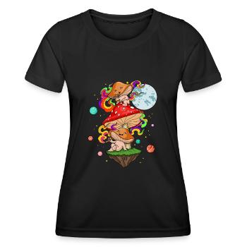 Magic Mushroom Shirt Shrooms Halluzinogene Pilze - Frauen Funktions-T-Shirt - Schwarz - Vorne - AI Model Female 172 light (172cm)