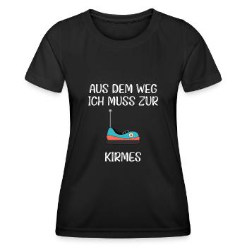 Aus dem Weg ich muss zur Kirmes - Frauen Funktions-T-Shirt - Schwarz - Vorne - AI Model Female 172 light (172cm)