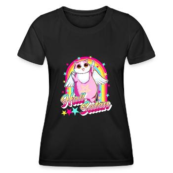 Netter Hagel Satan Katze Regenbogen Kitty Heavy Metal - Frauen Funktions-T-Shirt - Schwarz - Vorne - AI Model Female 172 light (172cm)