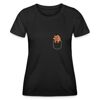 Sanglier dans la poche poitrine Porc T-shirt - T-shirt sport Femme - noir - Devant - AI Model Female 172 light (172cm)