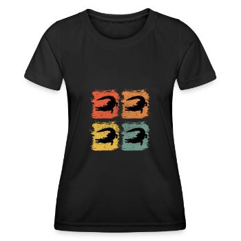 Alligator Retro Pop Art - Frauen Funktions-T-Shirt - Schwarz - Vorne - AI Model Female 172 light (172cm)