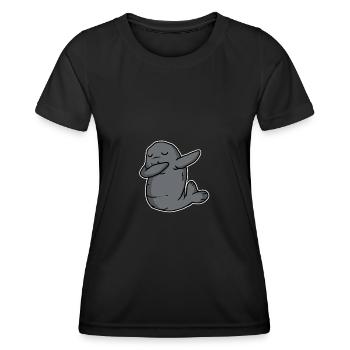Funny Dabbing Dugong Dab Dance Manatee Lover Gift - Women's Functional T-Shirt - black - Front - AI Model Female 172 light (172cm)