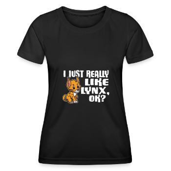 I Just Really Like Lynx Ok Luchs Geschenkidee - Frauen Funktions-T-Shirt - Schwarz - Vorne - AI Model Female 172 light (172cm)