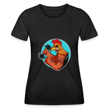 Poulet robinet fitness cadeau d’haltère - T-shirt sport Femme - noir - Devant - AI Model Female 172 light (172cm)