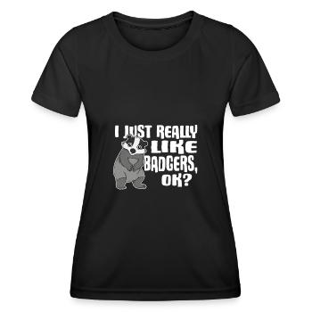 I Just Really Like Badgers Ok Dachs Geschenkidee - Frauen Funktions-T-Shirt - Schwarz - Vorne - AI Model Female 172 light (172cm)
