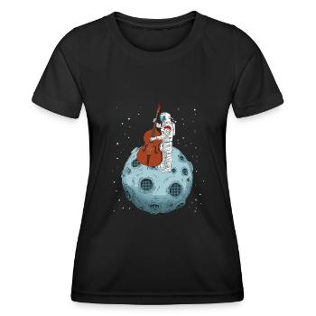 Kontrabass Geschenk Astronaut Big Band Kontrabass - Frauen Funktions-T-Shirt - Schwarz - Vorne - AI Model Female 172 light (172cm)