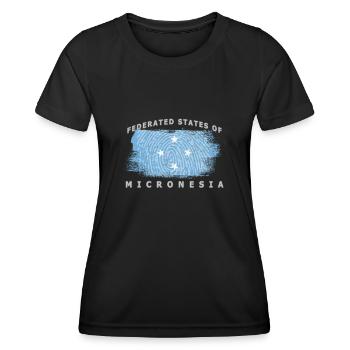 Drapeau des États fédérés de Micronésie, Micronésie - T-shirt sport Femme - noir - Devant - AI Model Female 172 light (172cm)