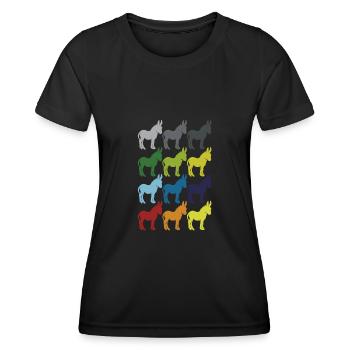 Neon Pop Art Retro Mulet Mulet Idée cadeau - T-shirt sport Femme - noir - Devant - AI Model Female 172 light (172cm)