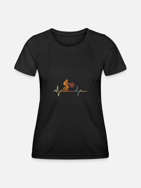 Cool Heartbeat Biking Retro Gift Idea - Women's Functional T-Shirt - black