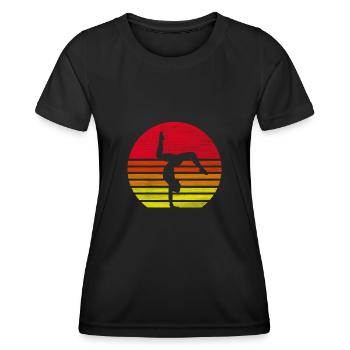 Gymnastik Turnen Turnerin Handstand Silhouette - Frauen Funktions-T-Shirt - Schwarz - Vorne - AI Model Female 172 light (172cm)