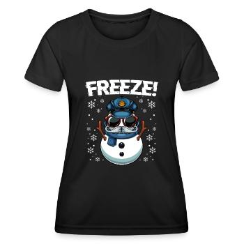 Geler! Bonhomme de neige de Noël de la police - T-shirt sport Femme - noir - Devant - AI Model Female 172 light (172cm)