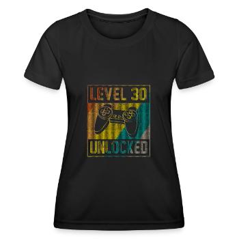 30e cadeau d'anniversaire niveau 30 débloqué - T-shirt sport Femme - noir - Devant - AI Model Female 172 light (172cm)