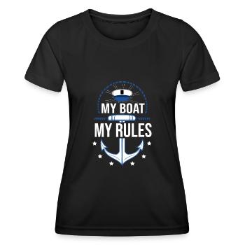My Boat My Rules Gift Boat Owners - Women's Functional T-Shirt - black - Front - AI Model Female 172 light (172cm)
