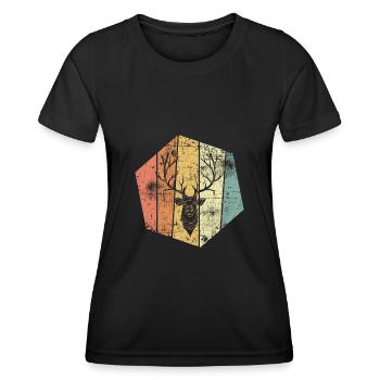 Hirsch vintage - Frauen Funktions-T-Shirt - Schwarz - Vorne - AI Model Female 172 light (172cm)