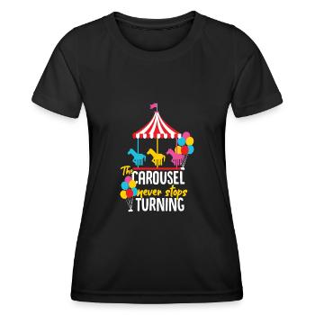 Karussell Kirmes Geschenkidee - Frauen Funktions-T-Shirt - Schwarz - Vorne - AI Model Female 172 light (172cm)