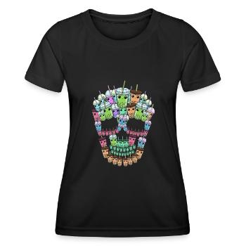 Bubble Tea Totenkopf Geschenk Boba Tea Bubble Tea - Frauen Funktions-T-Shirt - Schwarz - Vorne - AI Model Female 172 light (172cm)