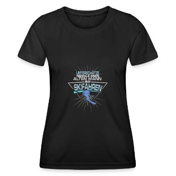 Alter Mann Skifahren - Frauen Funktions-T-Shirt - Schwarz - Vorne - AI Model Female 172 light (172cm)