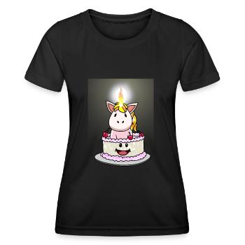 Cake Cake Candy Birthday Cake Candle - Women's Functional T-Shirt - black - Front - AI Model Female 172 light (172cm)