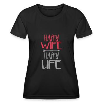 Femme heureuse, vie heureuse - T-shirt sport Femme - noir - Devant - AI Model Female 172 light (172cm)