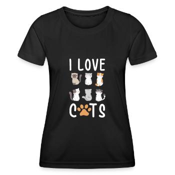 J'aime les chats j'aime les chats - T-shirt sport Femme - noir - Devant - AI Model Female 172 light (172cm)