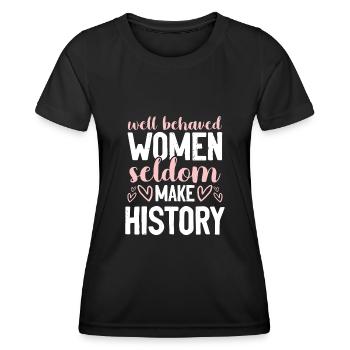 Féminisme disant - T-shirt sport Femme - noir - Devant - AI Model Female 172 light (172cm)