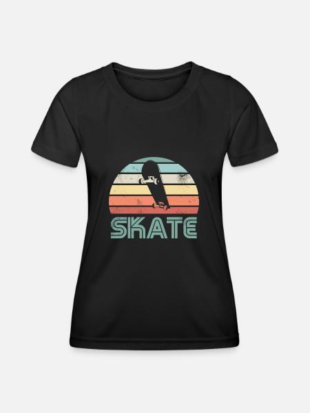 Rétro Skateboard Skater Skate Board Gift - T-shirt sport Femme - noir
