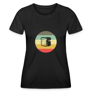 Brot Bäcker Brotzeit Stulle Vintage Geschenkidee - Frauen Funktions-T-Shirt - Schwarz - Vorne - AI Model Female 172 light (172cm)