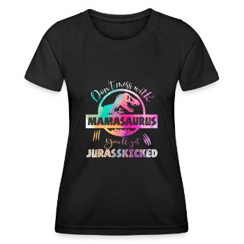 Spielen Sie sich nicht mit Mamasaurus an, Sie werden Jurasskicked bekommen - Frauen Funktions-T-Shirt - Schwarz - Vorne - AI Model Female 172 light (172cm)