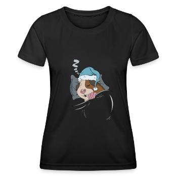 Guinea pigs sleep sleepyhead pajamas - Women's Functional T-Shirt - black - Front - AI Model Female 172 light (172cm)