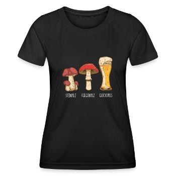 Mushroom Picker Porcini Mushroom Fly agaric Mushroom Gift - Women's Functional T-Shirt - black - Front - AI Model Female 172 light (172cm)