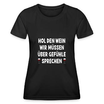 Wein Rotwein Gefühle Alkohol Witziges Geschenk - Frauen Funktions-T-Shirt - Schwarz - Vorne - AI Model Female 172 light (172cm)