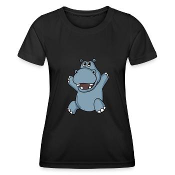 hippopotame - T-shirt sport Femme - noir - Devant - AI Model Female 172 light (172cm)