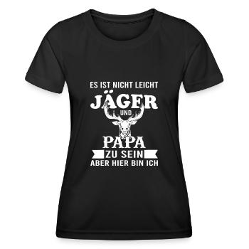 Jäger Papa Jagd Jagen Geschenk - Frauen Funktions-T-Shirt - Schwarz - Vorne - AI Model Female 172 light (172cm)