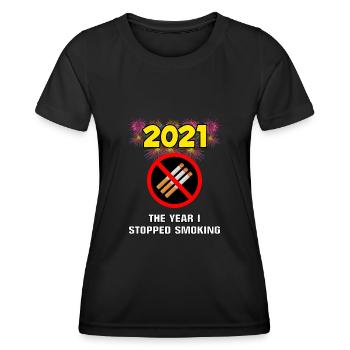 2021 new year good resolutions quit smoking nicotine addiction - Women's Functional T-Shirt - black - Front - AI Model Female 172 light (172cm)