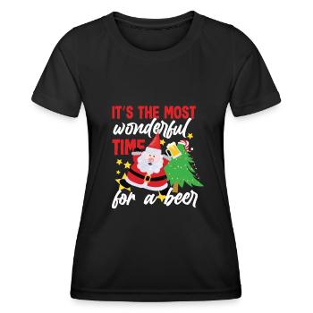 Weihnachten It's The Most Wonderful Time Beer - Frauen Funktions-T-Shirt - Schwarz - Vorne - AI Model Female 172 light (172cm)