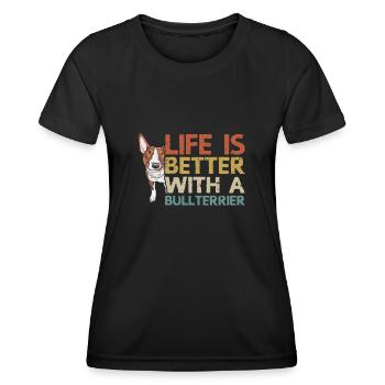 Bull Terrier | Cadeau de propriétaire de chien Bull Terrier - T-shirt sport Femme - noir - Devant - AI Model Female 172 light (172cm)