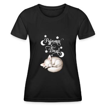 Pyjama chemise de nuit pyjama dormant lève-tard - T-shirt sport Femme - noir - Devant - AI Model Female 172 light (172cm)