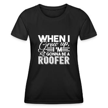 Dachdecker wird Dachdecker - Frauen Funktions-T-Shirt - Schwarz - Vorne - AI Model Female 172 light (172cm)