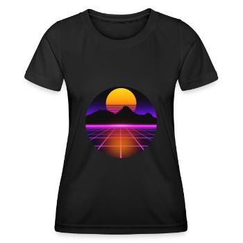 80s outrun vaporwave synthwave retro style - Women's Functional T-Shirt - black - Front - AI Model Female 172 light (172cm)