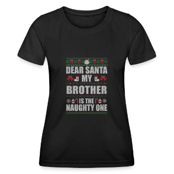 Christmas Brother Ugly Christmas Sweater - Women's Functional T-Shirt - black - Front - AI Model Female 172 light (172cm)