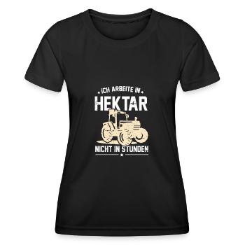 Hektar nicht Meter Traktor Landwirt Bier - Frauen Funktions-T-Shirt - Schwarz - Vorne - AI Model Female 172 light (172cm)