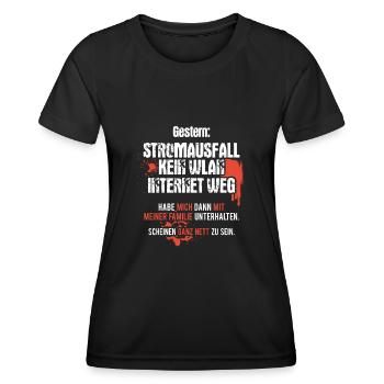 Gamer Nerd Informatiker Lustiger WLAN Spruch - Frauen Funktions-T-Shirt - Schwarz - Vorne - AI Model Female 172 light (172cm)
