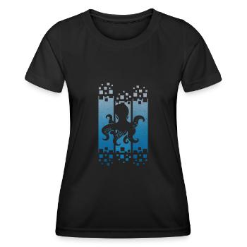 Krake Design - Frauen Funktions-T-Shirt - Schwarz - Vorne - AI Model Female 172 light (172cm)
